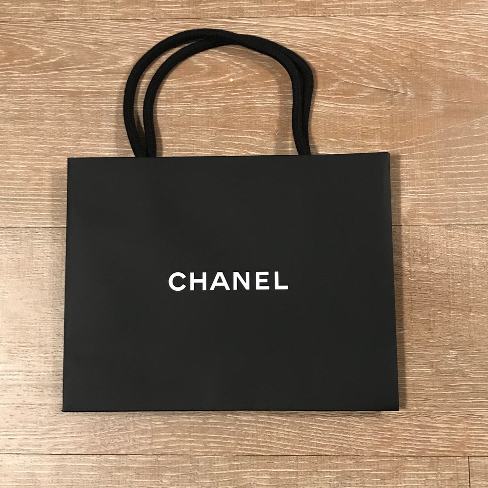 Chanel black shopping bag 8.5”x6.75”
